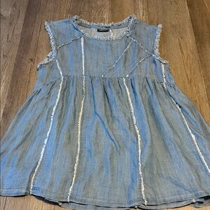 APNY Light Blue Frayed Sleeveless Denim Dress